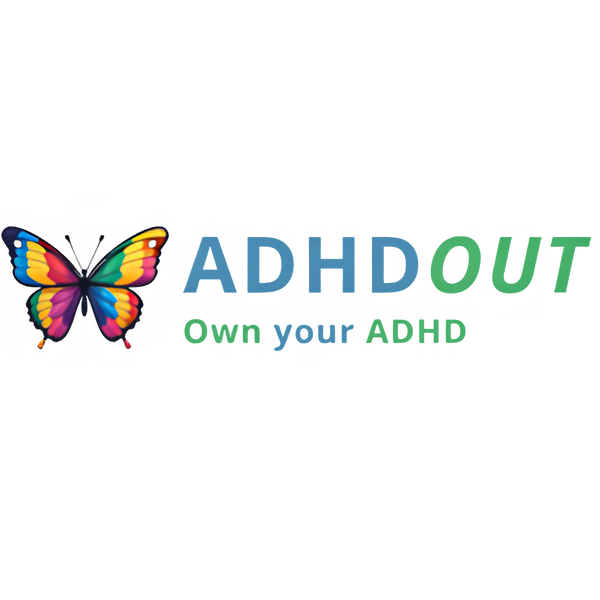ADHDOUT Store Own Your ADHD logo empowering ADHD support