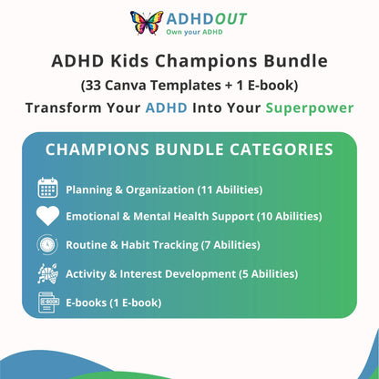 ADHD Kids Champions Bundle for ADHD focus and organization – ADHDOUT